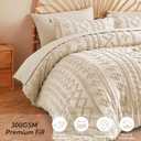 MR&HM California King Comforter Set Beige, 7 Pieces Tufted Boho Beddding Sets, Farmhouse Style Bed in a Bag with 1 Comforter, 2 Pillow Shams, 2 Pillowcases, 1 Flat Sheet, 1 Fitted Sheet