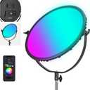 NEEWER 18" RGB LED Round Panel Video Light with APP Control, 65W 6000Lux/0.5m 2500K-8500K RGBCW Photography Studio Lighting /18 Scenes/V Battery Powered for Outdoor Filming Recording Streaming, GR18C