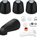 Tub Shower Trim Kit, Shower Knob and Bath Tub Spout, Compatible with Price/Pfister Verve Tub Faucet Handle, for Use with 1/2 in, 3/4 in IPS Connection, With Four in One Tub Spout Adapter (Matte Black)