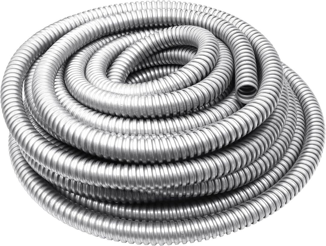 1/2 Inch Flexible Reduced Wall Electrical Conduit, 50 Ft Stainless Steel Cable Sleeve Tube for Home Low Voltage Cables Management, Wiring and Protection