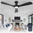 Depuley 52-Inch Ceiling Fan with Light: Black 3 Blade Outdoor Fans for Patios - Dimmable Indoor Fan with Remote APP Control Ultra Quiet DC Motor Reversible 6 Speed Timer