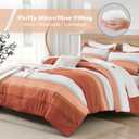 Litanika Burnt Orange Comforter Sets for Queen Bed, 3 Pieces Boho Terracotta Stripe Colorblock Bedding Comforter Set, Rust Fluffy Bed Set (90x90In Comforter, 2 Pillowcases)