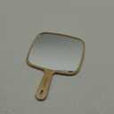 YEAKE Hand Mirror,Extra Large Natural Bamboo Handheld Mirror with Handle, Single-Sided Portable Travel Vanity Mirror for Men & Women,8.9" W x 12.4" L