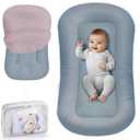Baby Lounger - Baby Lounger Pillow for Newborn, 0-24 Months, Infant Lounger for Home and Travel, Co Sleeping Baby Nest, Newborn Babies Essentials Gifts, GrayishBlue (Lounger Cover Included)