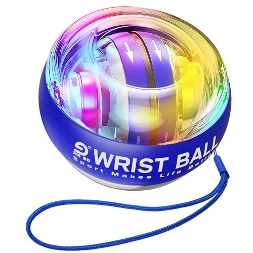 JIN BD Wrist Trainer Ball Auto-Start Strengthener Gyroscopic Forearm Exerciser Gyro for Strengthen Arms, Fingers, Bones and Muscles with LED Light，Blue