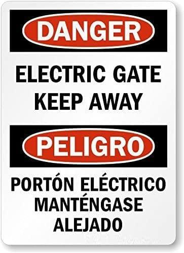 Danger: Electric Gate Keep Away, Adhesive Signs And Labels, 12 X 8"