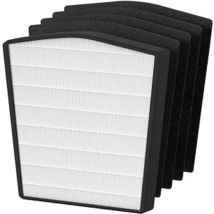 True HEPA Filter Replacement LP-HF550 Filter, Compatible with LivePure Bali Series LP550TH, LP560 Multi-Room Whole House Air Cleaner Purifier, Part Number LP550THP, 1 xHEPA Filter, 4 xCarbon Filte r