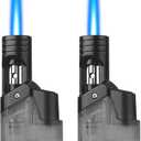 Torch Lighter, 2 Pack Mini Butane Refillable Jet Flame Torch Lighters, Windproof for Candles Grill BBQ Fireworks Camping (Butane Not Included)