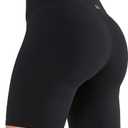 Yvette Biker Shorts for Women High Waisted Tummy Control 8" Workout Gym Tennis Running Yoga Shorts (Black, L)