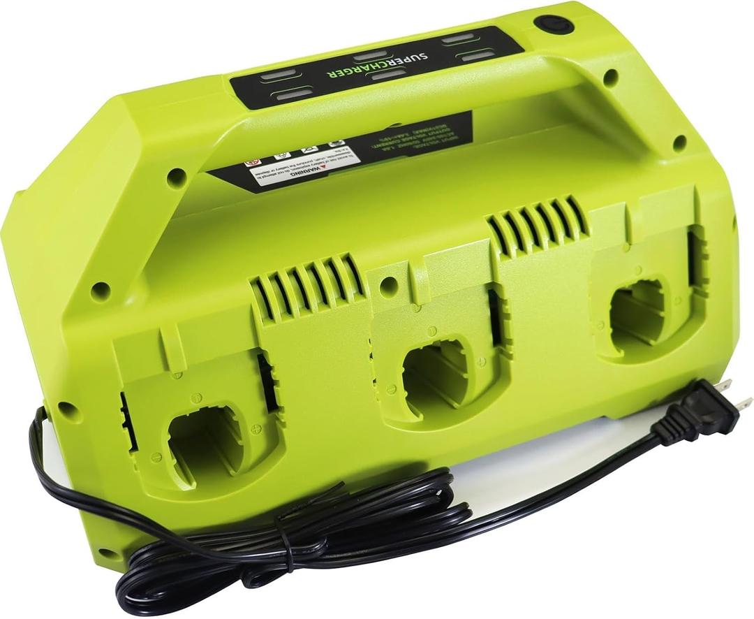 2026 Upgraded 6-Port Fast Charger Replacement Ryobi 18V 6-Port ONE+ Super Battery Charger P135 Station for Ryobi ONE+ 18V Battery