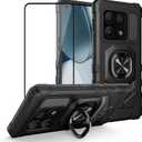 Ailiber Compatible with OnePlus 10 Pro Case, 1+ 10 Pro Case with Screen Protector, Ring Kickstand for Magnetic Car Mount, Heavy Duty Shockproof Protective Rugged Phone Cover for One Plus 10 Pro-Black