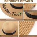 Berlune 6 Pcs Embroidered Straw Hats Wide Brim Summer UPF 50+