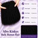 Afro Kinkys Bulk Human Hair 12 Inch 4 Bundles 60g Afro Kinky-curly Human Braiding Hair Bulk for Spring Twist Hair Extensions Dreadlock Repair Locs Curly for Braids (1B, 12 inch)