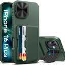 For iPhone 16 Plus Case Wallet with Stand, Built-in Card Holder & Camera Lens Cover, Military Grade Drop Protection Shockproof Rugged Protective Phone Case for iPhone 16 Plus 6.7" 2024, Green