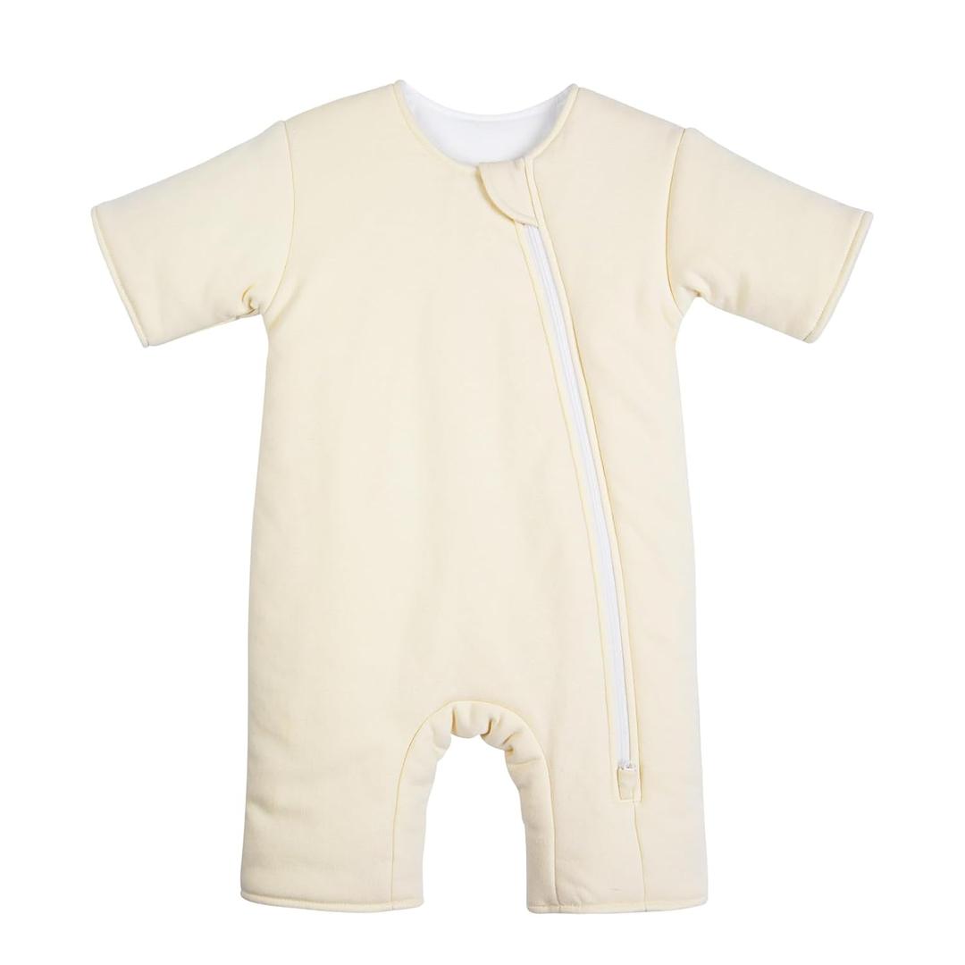 Baby Transition Sleep Sack 3-6 Months 100% Cotton Warm Thick Transition Swaddles for Newborns Infant Long Sleeve Sleep Sack with Feet Baby Wearable Blanket 2-Way Zipper Easy Diaper Changes (3-6 Months, Light Yellow)