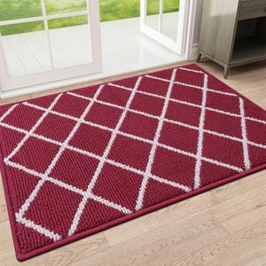 Finchitty Indoor Door Mat, Dirt Resistant and Absorbent, Low-Profile, Non-Slip, Washable Inside Floor Mats for Front Door, Back, and Entrance, 36" x 24", Burgundy