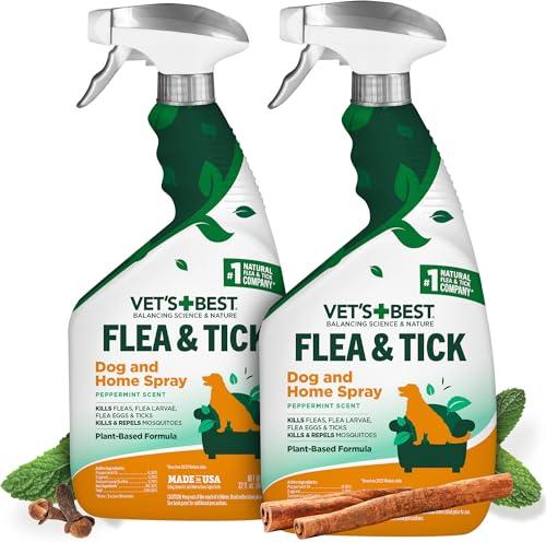 Vet’s Best Flea and Tick Home Spray – Plant-Based Flea and Tick Treatment for Dogs and Indoor Use – Natural Spray with Essential Oils for Flea Control in Home – 32 oz Bottles, 2 Pack