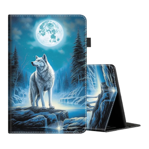 Case for All-New Amazon Kindle Fire 7 (2022 Release-12th Generation), Multi-Angle Smart Stand Cover Auto Sleep/Wake for Fire HD 7 Table, Wolf Under The Moon