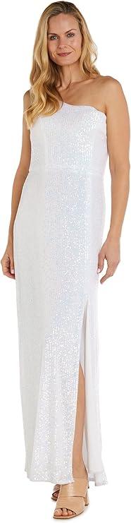 NIGHTWAY Women's One Shoulder Glitter Gown,Size 12