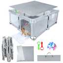 Foldable Baby Playpen 50"x50"Playpen for Babies and Toddlers with MatFoldable playpen with DoorIndoor and Outdoor Baby Fence Play Area (Light Gray, Foldable 50"x50" with Mat)