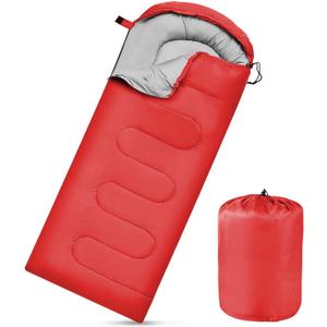 Camping Sleeping Bags for Adults Kids Waterproof Lightweight Sleeping Bag for Cold Weather or Warm Backpacking Hiking Mountaineering Indoor Outdoor Use (Red)