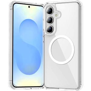 Temdan for Samsung Galaxy S25 Case Clear, [Wireless Charging][Anti-Yellowing][Military-Grade Protection] Shockproof Slim Magnetic Phone Sleeve Case for Samsung Galaxy S25, Transparent | Wireless Charging, Anti-Yellowing, Shockproof, Slim, Magnetic