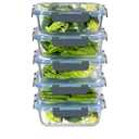 MFY 5-Pack 36 OZ Glass Storage Containers with Lids, Glass Meal Prep Containers Set, Airtight Lunch Containers with Lids, Microwave, Oven, Freezer and Dishwasher Safe, Gray