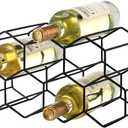 Countertop Wine Rack - 9 Bottle Freestanding Modern Black Metal Small - 2 Tier Tabletop Wine Holder Stand for Cabinet, Pantry - Wine Racks Countertop - No Assembly Required