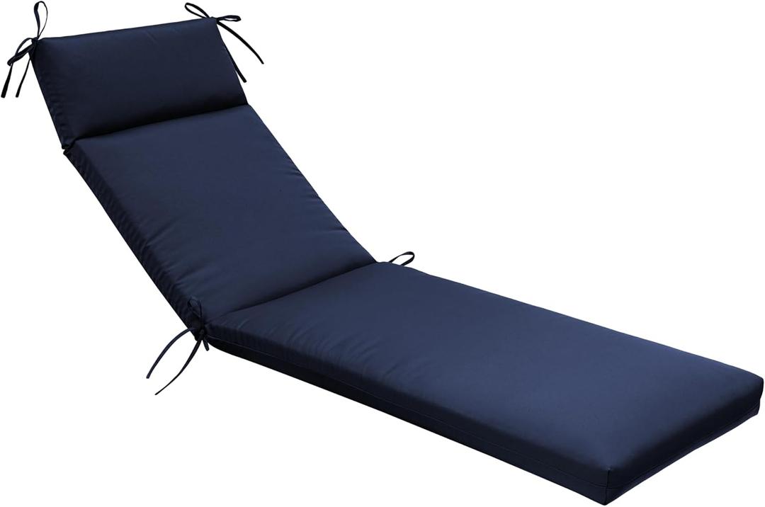 QILLOWAY Outdoor Chaise Lounge Cushion,All Weather High-Density Foam Recliner Chairs Replacement Cushions,Navy Blue.