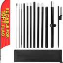 1 Sets 12FT Heavy Duty Feather Flag Pole Kit for 10FT Swooper Flags, Portable Reinforced Aluminum Banner Pole with Rotating Ground Stake, Ideal for Outdoor Advertising, Storefronts (12FT, 1 Sets)