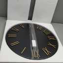 Large Modern Wall Clock - 24 inch, Contemporary Simple, Matte Black, Distressed Gold Roman Numerals, Metal Face, Battery Operated, Minimalist Decorative Wall Clock for Living Room, Entryway, Kitchen