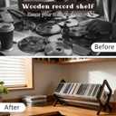 CD/DVD Storage Rack Wooden CD Holder Holds Up to 26 DVD Cases, Rustic Style Desktop Media Organizer Stand, Blu-ray CD Storage Shelf for Video Games, VHS Tapes and Desktop Organization