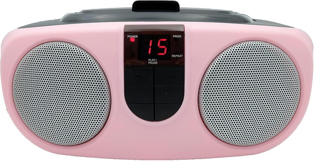 PROSCAN SRCD243 Portable CD Player with AM/FM Radio, Boombox (Pink)