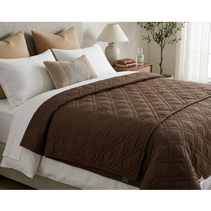 Lightweight Bedspreads with Basket Weave Pattern, Soft Quilt Bedding Set, Brown Comforter for All Seasons Brown Blanket, 11x7ft