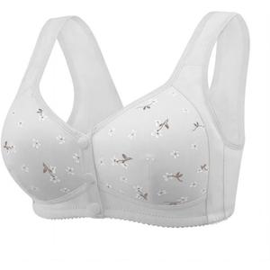 Daisy Bras for Older Women No Underwire Front Closure Comfort Senior Wireless Snap Closing Bra (Light Gray)