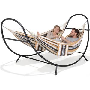SUNCREAT Hammocks for Outside with Stand, Porch Hammock and Stand, 475 lbs Capacity, Patent Pending, Coffee