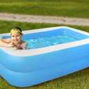Inflatable Pool for Kids, Baby Pools 47"" X 35"" X 13"" Thickened Family Swimming Pool for Toddlers, Outdoor, Garden, Backyard, Summer Water Party, Blue