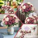 Geosar 8 Bundles Artificial Peonies Flowers Fake Silk Peony Bouquet Faux Peonies Flowers Bulk for Decoration Vase Floral Arrangements Wedding Party Table (Dusty Pink,Dusty Rose)