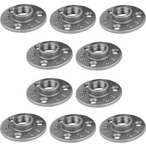 1/2" Mini Flange Fitting, PIPE DECOR Black Malleable Iron Fittings Fit Standard 1/2 Inch Pipes, Nipples and Fittings, Build Vintage DIY Furniture, 10 Pack