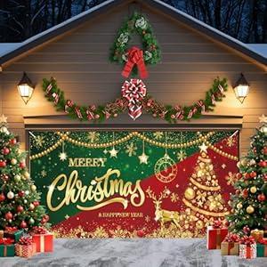 ROCKY&CHAO Christmas Garage Door Decorations, 6x13ft Blue and Silver Christmas Garage Door Cover, Garage Door Banner Christmas Garage Door Backdrop for Christmas New Year Party