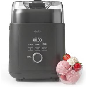 Martha Stewart Ice Cream Maker Machine, 1QT Fully Automatic, 3 Modes, Black