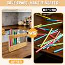 Wooden Straw Holder Straw Organizer Straws Storage Container with 4 Pcs Double Sided Adhesive Tape for Kitchen Counter