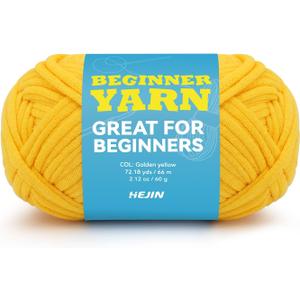 60g Yellow Yarn for Crocheting and Knitting;66m (72yds) Cotton Yarn for Beginners with Easy-to-See Stitches;Worsted-Weight Medium #4;Cotton-Nylon Blend Yarn for Beginners Crochet Kit Making