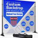 Custom Backdrop with Stand | Custom Step and Repeat -Made in USA- 8ft x 8ft Wrinkle-Free Non-Glare Fabric,with Thick Heavy Duty Aluminum Stand (Included) Personalized backdrops for Events
