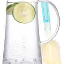 SUSTEAS 1.5 Liter 51oz Glass Pitcher with Lid, Easy Clean Heat Resistant Glass Water Carafe with Handle for Hot/Cold Beverages - Water, Cold Brew, Iced Tea & Juice, With 1 Long-Handled Brush Included