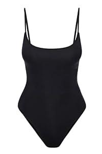 3 x Narecte Sexy One Piece Bathing Suit for Women Tummy Control High Cut One Piece Swimsuit Womens (12-14, Black) M