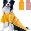 Dog Raincoat, Waterproof Windproof Dog Rain Jacket Adjustable, Rain Coat with Leash Hole, Reflective Strap Raincoat Poncho for Small Medium Large Dogs Outdoor (Reflection-Yellow, XL)