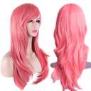Akstore 28 inch Fashion Wigs Long Wavy Curly Hair Cosplay Wig (Grey Pink)