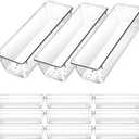 12 Pack Clear Drawer Organizers, Clear Organizer Bins for Drawers, Drawer Organizer Bins - 9 x 3 x 2.2 Inches PET Plastic Storage Trays for Kitchen, Bathroom, Office & Vanity
