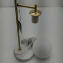 21 in. Antique Brass White Globe Shade Table Desk Lamp with Marble Base 